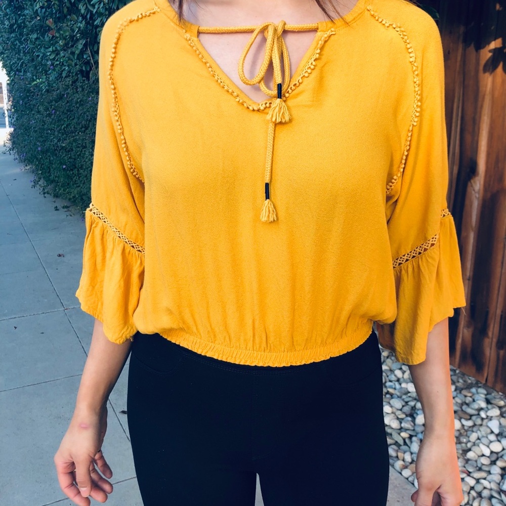 Yellow Tie Front Top